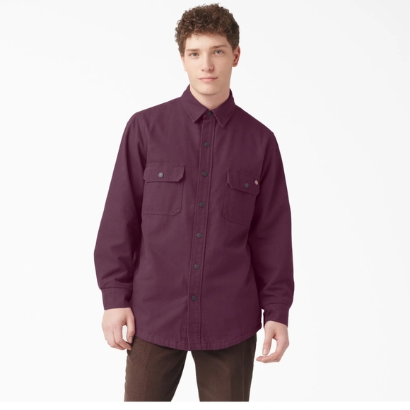 DICKIES Men's Duck flannel Burgundy Velour Plus Size 2XL Button Front Warm Shack - Picture 1 of 7